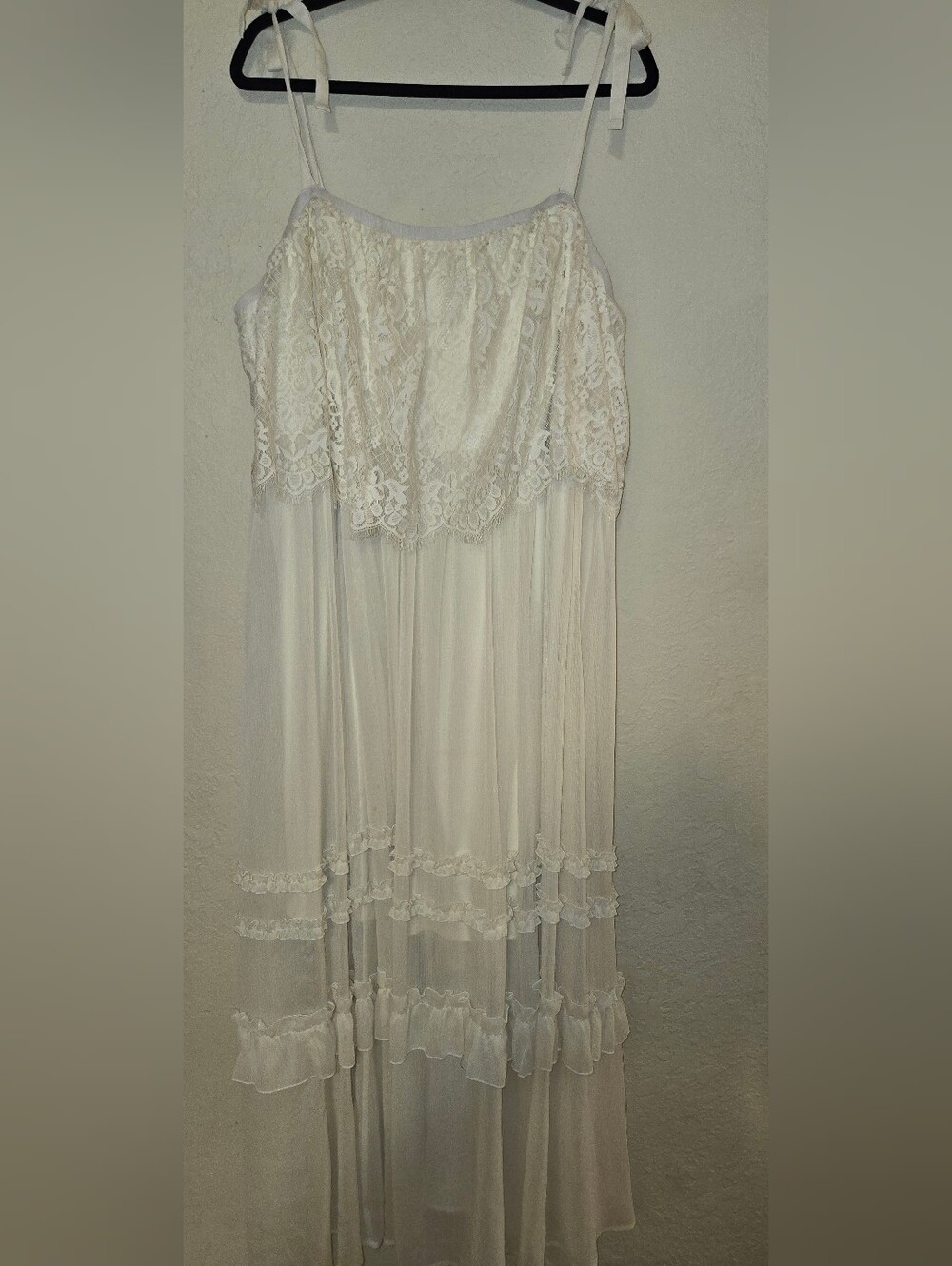 Torrid Insider Collection Ivory Lace Popover Tiered Chiffon Maxi Dress - Size 4x